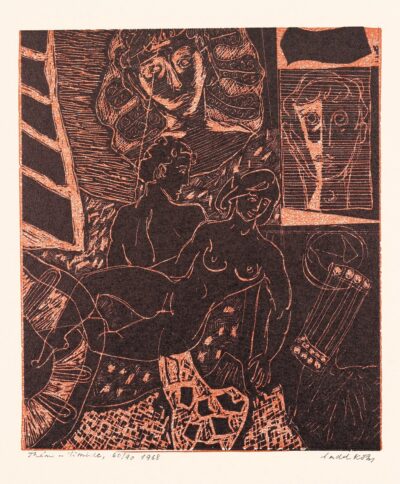 Endel Kõks. Theme-timide. Graafika. Paber. 1968.a. Plm 17.4 x 14.7 cm.