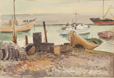 Valli Lember-Bogatkina (1921 - 2016). Sadamas.1955.a. Akvarell. Paber. Km 27.5 x 37 cm.