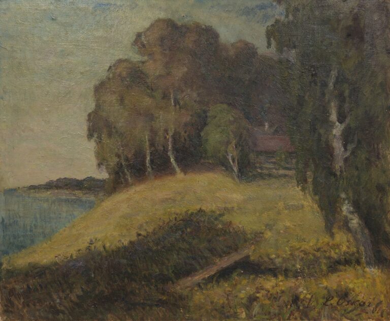 Maastik järve ääres. 1945 -51, Ludvig Oskar