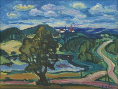 Enn Volmere. Otepää maastik. 1976. Õli, lõuend. 67 x 88 cm. Alghind: 1900 € Haamrihind: 1900 €