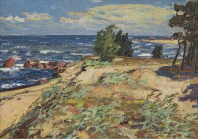 Richard Sagrits. Tormine päev. 1963. Õli, papp. 49,5 x 70 cm. Alghind: 4800 € Haamrihind: 14500 €