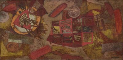 Endel Kõks. Punane abstraktsioon.1965. Õli lõuend. 41 x 82 cm. Alghind: 9750 € Haamrihind: 9750 €