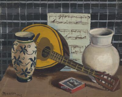 Eduard Maaser. Natüürmort mandoliiniga. 1942. Õli, vineer. 38, 1 x 48,1 cm. Alghind: 1700 €  MÜÜDUD