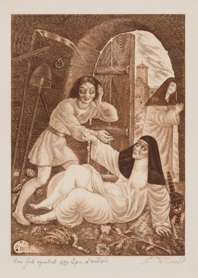 Eduard Wiiralt. Illustratsioon G. Boccaccio novellikogule „Dekameron“. 1929. Ofort (pruun toon), paber. Km 18 x 13 cm.  Alghind: 2500 € Müüdud