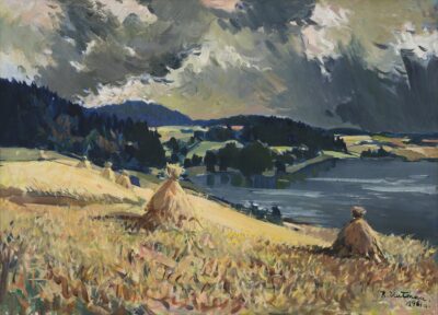 Richard Uutmaa. Lõuna-Eesti maastik. 1961. Õli, lõuend. 73 x 100 cm. Alghind: 29000 €