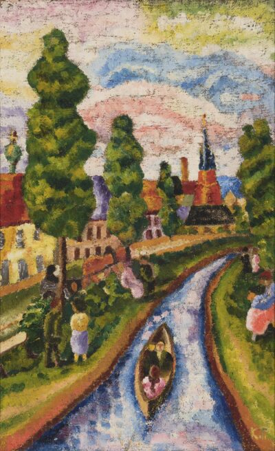 Kristjan Teder. Tartu vaade Emajõega. 1926-29. Õli, jämedatoimne lõuend. 65,5 x 42 cm. Alghind: 8000 € Haamrihind: 15000 €
