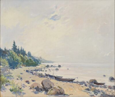 Richard Uutmaa. Rannal. 1954. Õli, lõuend. 46 x 54,7 cm. Alghind: 25000 €
