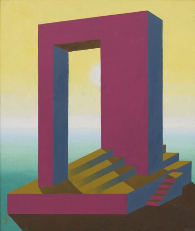 Kaljo Põllu. Ausammas. 1996. Õli, papp. 96,4 x 80,8 cm. Alghind: 3500 € Haamrihind: 6600 €