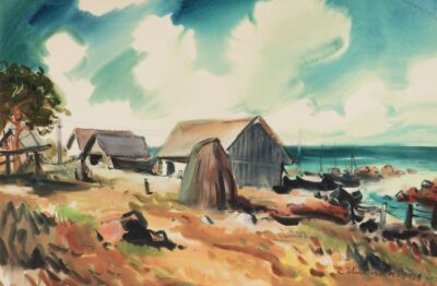 Richard Uutmaa. Motiiv Eisma rannast. 1969. Akvarell, paber. Vm 40,9 x 61,8 cm. Alghind: 3800 € Haamrihind: 3800 €