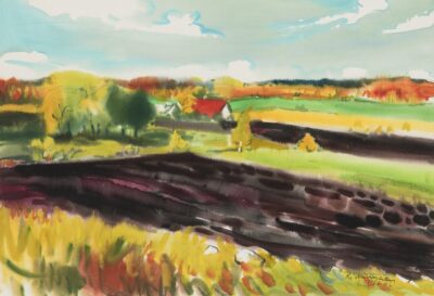 Richard Uutmaa. Küntud põld. 1976. Akvarell, paber. Lm 43,4 x 63 ; Vm 41,8 x 61,5 cm. Alghind: 3500 €