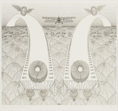 Vello Vinn. „Põud“ sarjast „Tiivad“. 1972. Ofort, paber. Plm 44,5 x 49,4 cm. Alghind: 1800 € Haamrihind: 2200 €