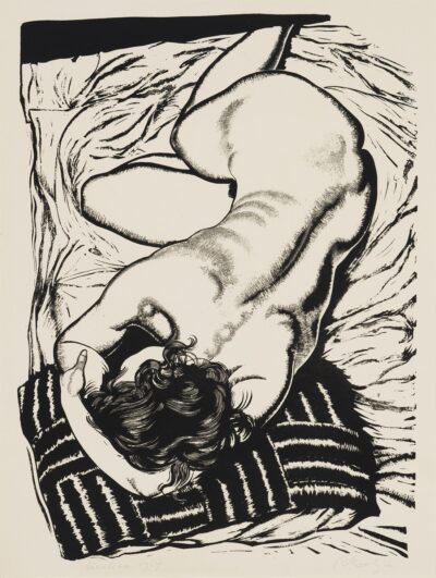 Richard Kaljo. Akt. 1957. Linoollõige, paber. Lm 54,5 x 40,2 cm. ; Km 46 x 33,5 cm. Alghind: 1000 € Haamrihind: 2000 €