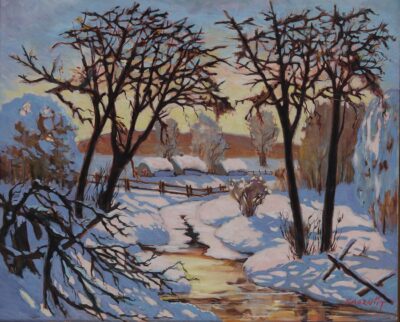 Joann Voldemar Saarniit. Talvemaastik. Õli. Masoniit. 50.5 x 61 cm.