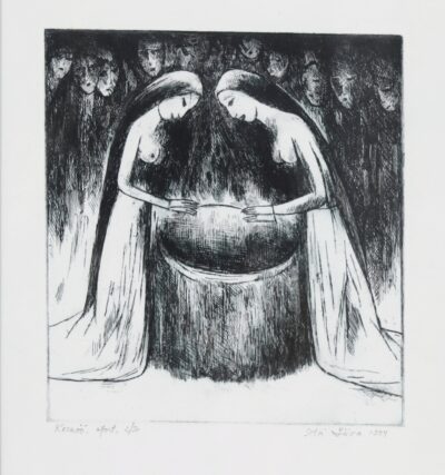 Silvi Liiva. Kesköö. Graafika. Ofort. Plm 14.7 x 14.4 cm. 1994.a.