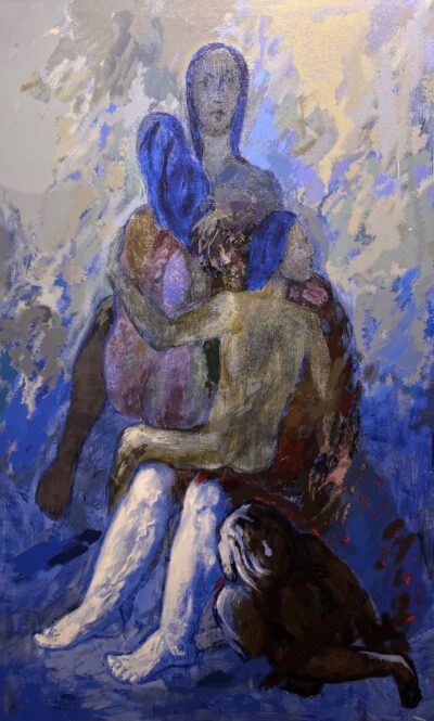 Enn Põldroos. Püromiidid, Diptühhon I osa 2023. a. Digimaal. Lõuend 110 x 68 cm