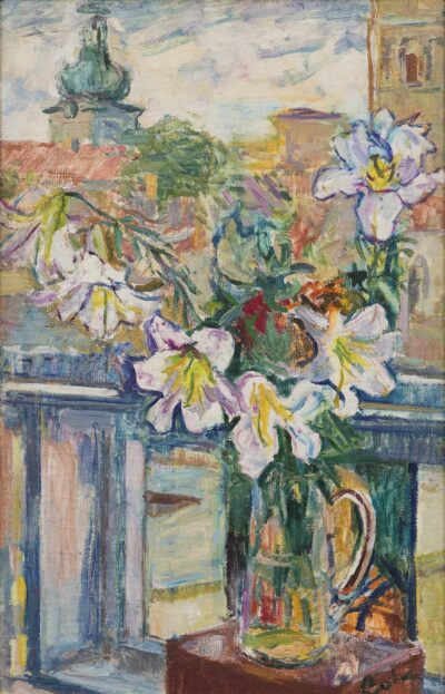 Valerian Loik. Valged liiliad. 1964. Õli, lõuend. 89,5 x 57,5 cm. Alghind: 3800 €