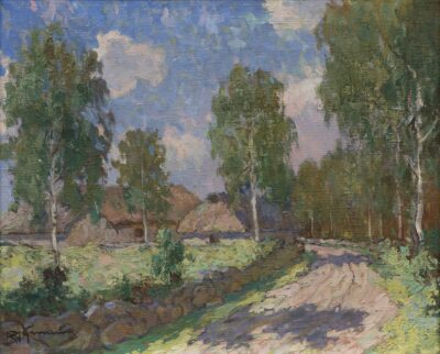 Roman Nyman. Talu tee ääres. 1940. aastate II pool. Õli, lõuend. 46 x 56,5 cm. Alghind: 15000 €