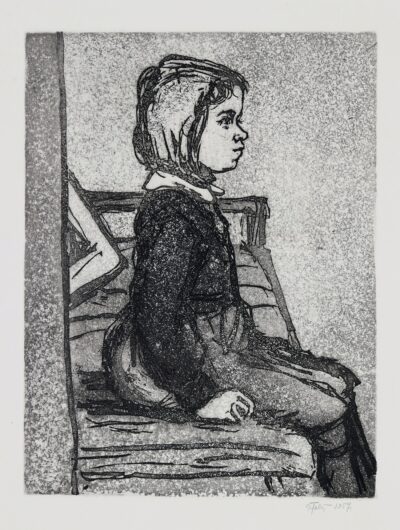Vive Tolli. Istuv tüdruk. 1957. Graafika. Paber. Plm 30 x 22.5 cm. , Lm 41.5 x 31.6 cm.