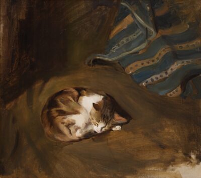 Paul Raud. Magav kass. U. 1908 – 1910. Õli, lõuend. 58 x 65 cm. Alghind: 12500 €