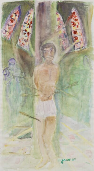 Peeter Mudist. Püha Sebastian. 1999. Akvarell, paber. Vm 139 x 75 cm. Alghind: 17500 €