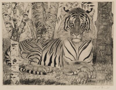 Eduard Wiiralt. Lamav tiiger. 1937 Pehmelakk, paber. Vm 34 x 44 cm. ; Plm 29 x 39 cm. Alghind: 16000 €