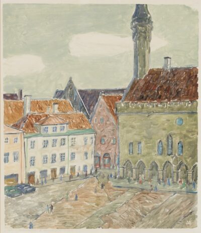 Märt Bormeister. Raekoja plats. 1962. Monotüüpia, paber. Km 47 x 40,5 cm. Alghind: 1000 €