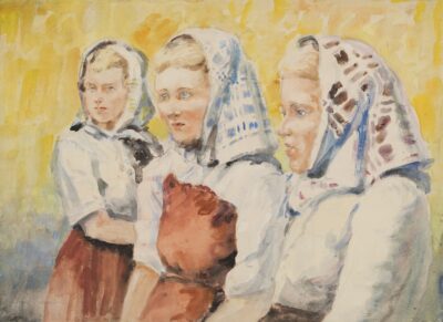 Karl Burman sr. Tüdrukud. 1957. Akvarell, paber. Vm 46,5 x 64,1 cm. ; Lm 47 x 64.8 cm. Alghind: 1500 €