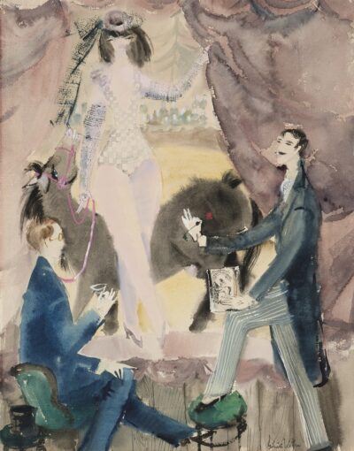 Silvia Leitu. Tsirkusprintsess. 1940. aastate teine pool. Akvarell, paber, papile kleebitud. Vm 58,5 × 46 cm. Alghind: 1300 €