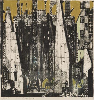 Alo Hoidre. Ülesehitustööd. Värviline lito, paber. Lm 65.5 x 59.5 cm. ; Km 50 x 47,9 cm. Alghind: 1600 €