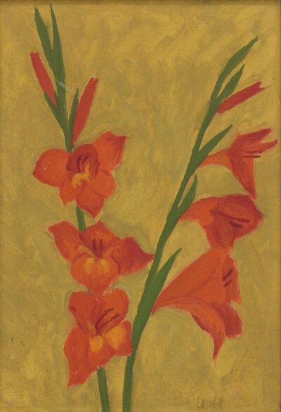 Lembit Sarapuu. Gladioolid. 1960. aastate algus. Õli. Papp. 49.7 x 34 cm. Alghind: 1900 €