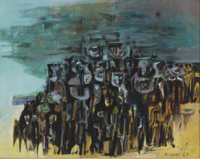 Mikiver. Rahvas ootab rannal. 1957. Õli, lõuend. 63,2 x 80,3 cm. Alghind: 3900 €