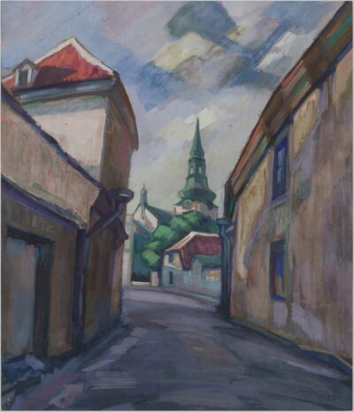 Johannes Riismann. Toompea motiiv. 1926. Tempera, kartong. 64,7 x 59,7 cm. Alghind: 2600 €
