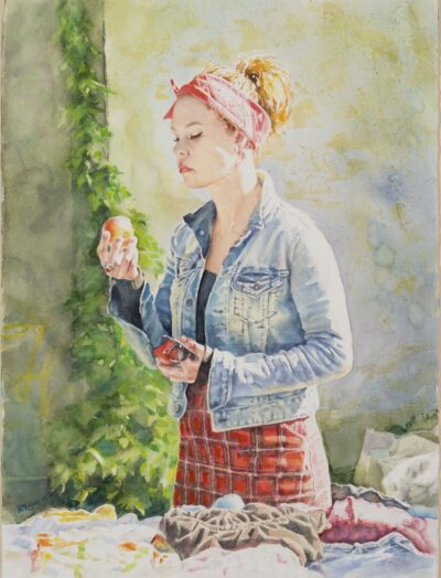 Rein Mägar. Tüdruk kirbuturul. 2015. Akvarell, paber. 76,7 x 57,3 cm. Alghind: 2700 €