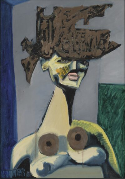 Valdur Ohakas. Daam uhke kübaraga. 1967. Õli, papp. 49 x 34,7 cm. Alghind: 2500 €