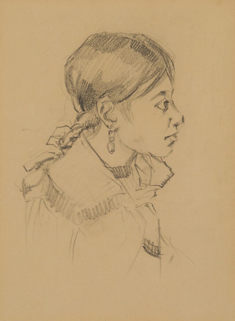 Mustlastüdruku portree-etüüd. u 1915, Konrad Mägi