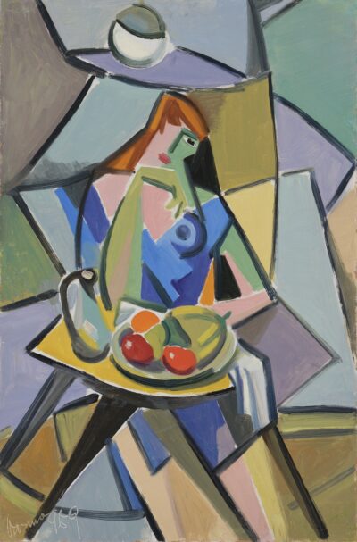 Varmo Pirk. Tütarlaps kohvikus.1959. Õli, papp. 49,5 x 34,8 cm. Alghind: 3900 €