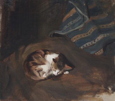 Paul Raud. Magav kass. U. 1908 – 1910. Õli, lõuend. 58 x 65 cm. Alghind: 12500 €