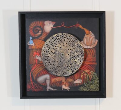Jüri Mildeberg. Kaitsev kilp III (Enesearmastaja). 2026. Autoritehnika. 39 x 39 x 7 cm. MÜÜDUD