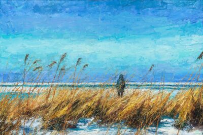 Liisi Örd. Külmunud maa. Rannik. Õli, lõuend. 100 × 150 cm. Alghind: 5200 €