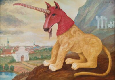 Jüri Arrak. Ükssarv ja Pärnu. 1986. Õli, lõuend. 70 x 100 cm. Alghind: 20000 €