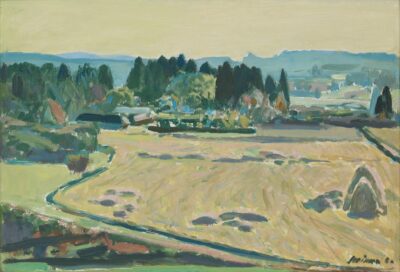 Lepo Mikko. Viljandimaa põllud. 1960. Õli, papp. 33,8 x 48,8 cm. Alghind: 3800 €