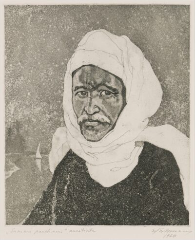 Eduard Einmann. Luksori paadimees.1960. Akvatinta, kuivnõel, paber. Plm 29,2 x 24,4 cm ; Lm 38,8 x 30,7 cm. Alghind: 1000 €