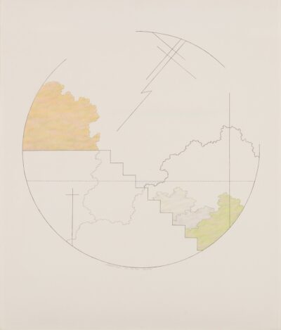 Mare Vint. Lõhutud ringid V. 1991. Lito (koloreeritud värvipliiatsiga), paber. Lm 65,5 x 58,5 cm. Diameeter 48,3 cm. Alghind: 1700 €