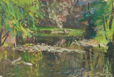 Elmar Kits. Ahja jõe käär. 1970. Tempera. Paber. Lm 44,5 x 64,3 cm. ; Vm 43 x 63 cm. Alghind: 3900 €