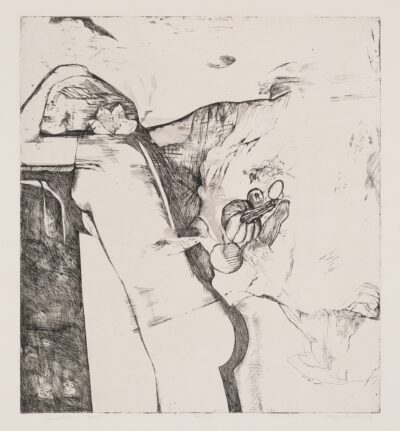 Marju Mutsu. Pärastlõuna. 1970. Ofort, paber. Lm 42,2 x 40,5 cm. ; Plm 35,7 x 32,5 cm. Alghind: 1300 €