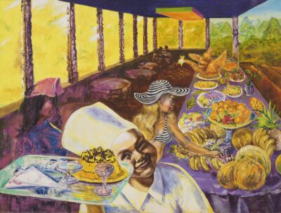 Kaljo Simson. Suvekohvik. 1985. Õli, masoniit. 100 x 132 cm. Alghind: 7750 €