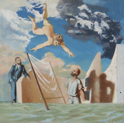 Valentin Vaher. Taeva ja maa vahel. 1981. Õli, paber, kleebitud masoniidile. 50 x 50,3 cm. Alghind: 1900 €