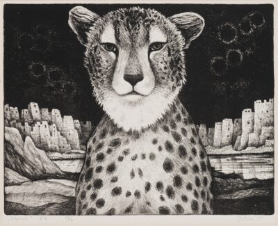 Jüri Arrak. Gepard.1985. Lito, paber. Lm 37 x 45,2 cm. ; Km 32,3 x 41,6 cm. Alghind: 4500 €